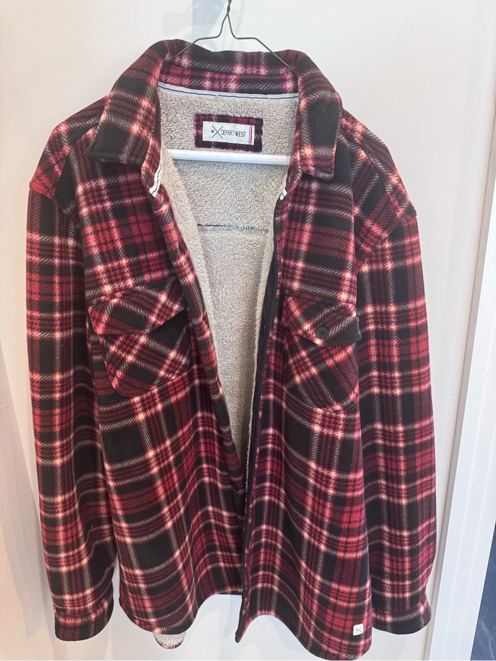 Depart West Red Plaid Sherpa-Lined Shirt Jacket